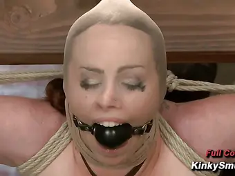 Bimbo Bella Rossi gets wrecked by Claire Adams crotch rope caning clamps vibrator and suspension