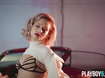 Petite Russian MILF with booty gives a sensual striptease outdoor